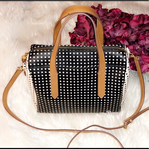 FOSSIL Polka Dot Leather Crossbody Bag